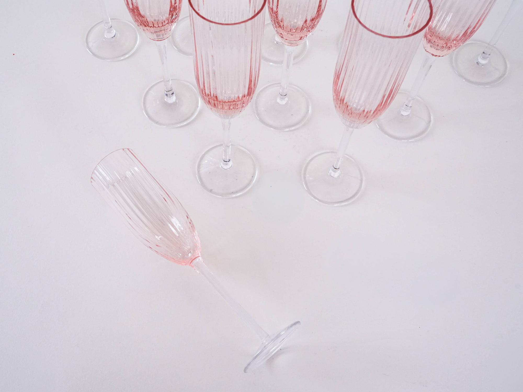 Prosecco-Gläser-Set Rosa 1970er Jahre 6