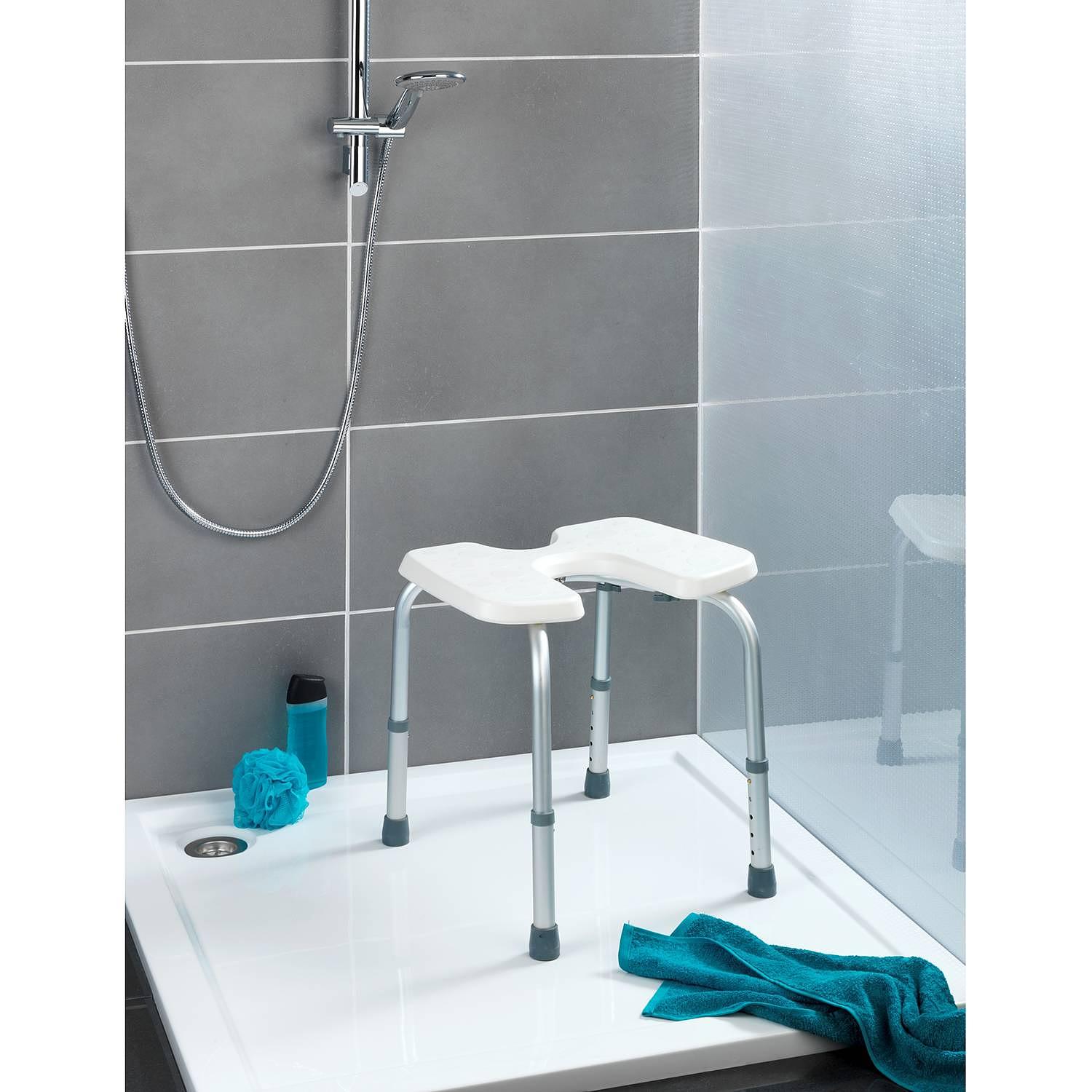 Hygienehocker Secura Kunststoff / Aluminium Weiß 2