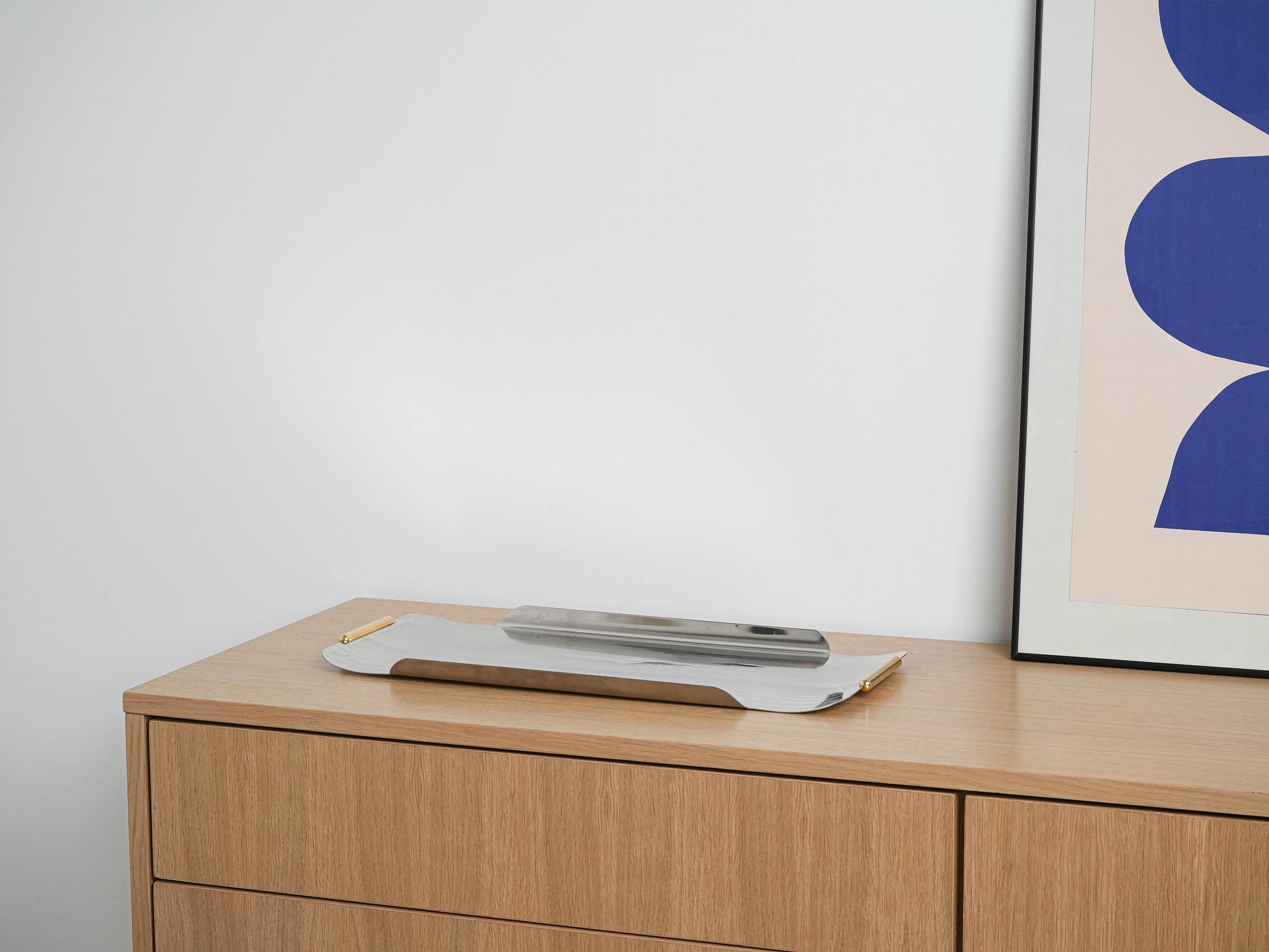 Stainless steel tray, Italian design, 1970s, made in I 4