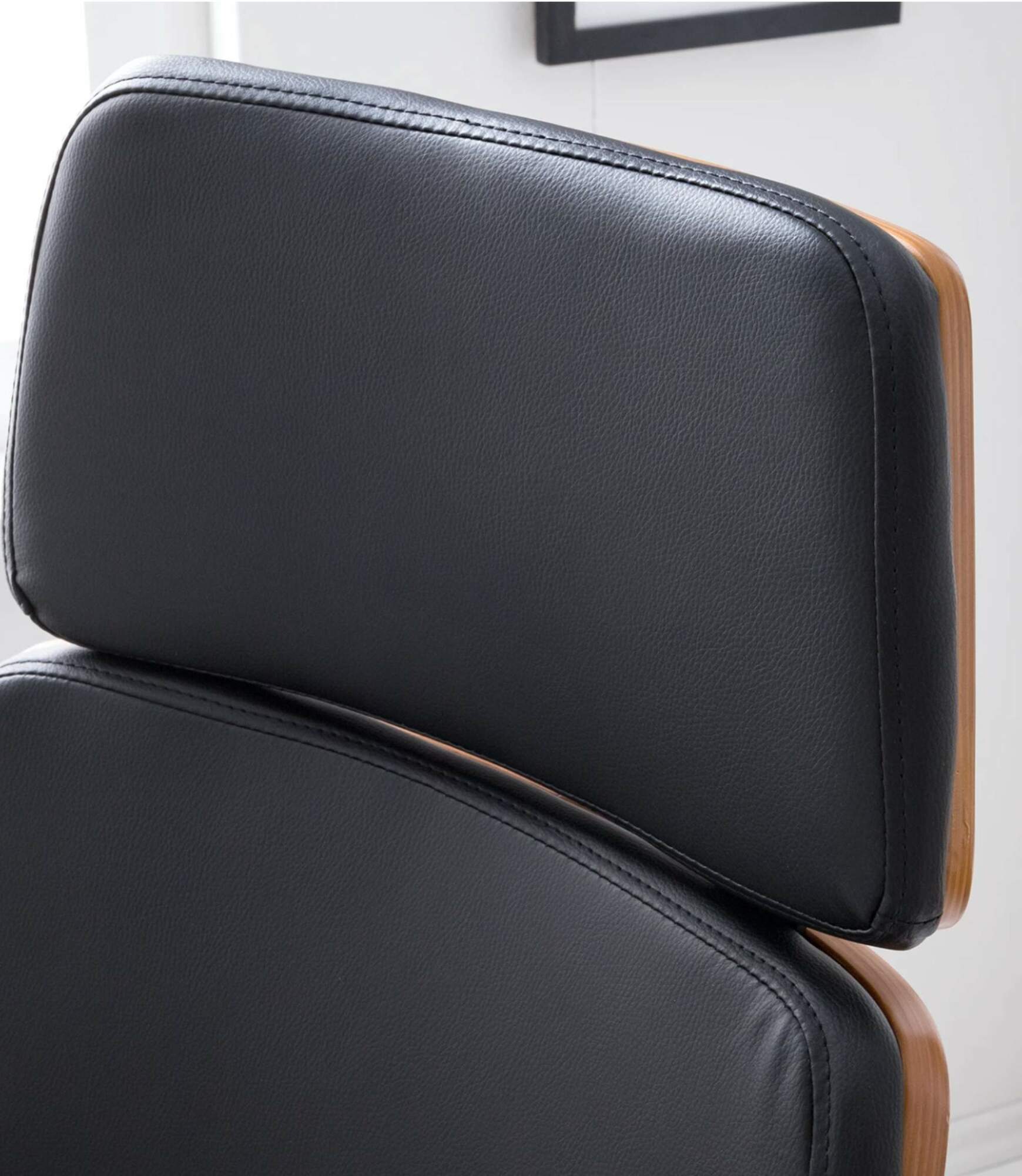 Bürostuhl Kunstleder Schwarz Walnuss 5