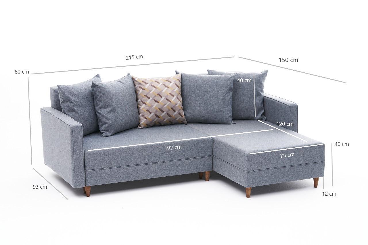 Aydam Schlafsofa Récamiere Rechts Blau 6