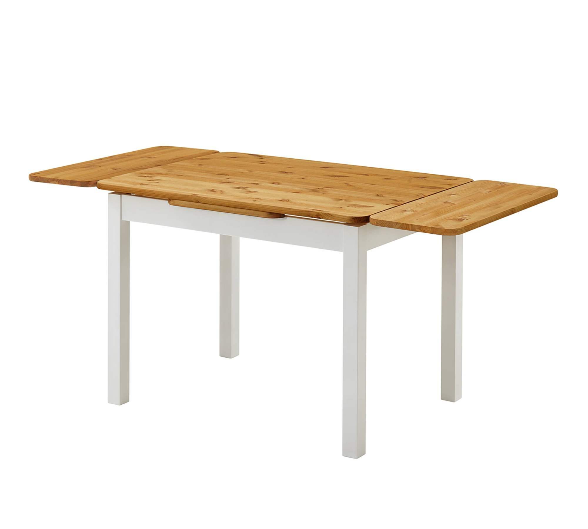 Esstisch Massivholz Kiefer Weiß Ausziehbar 1