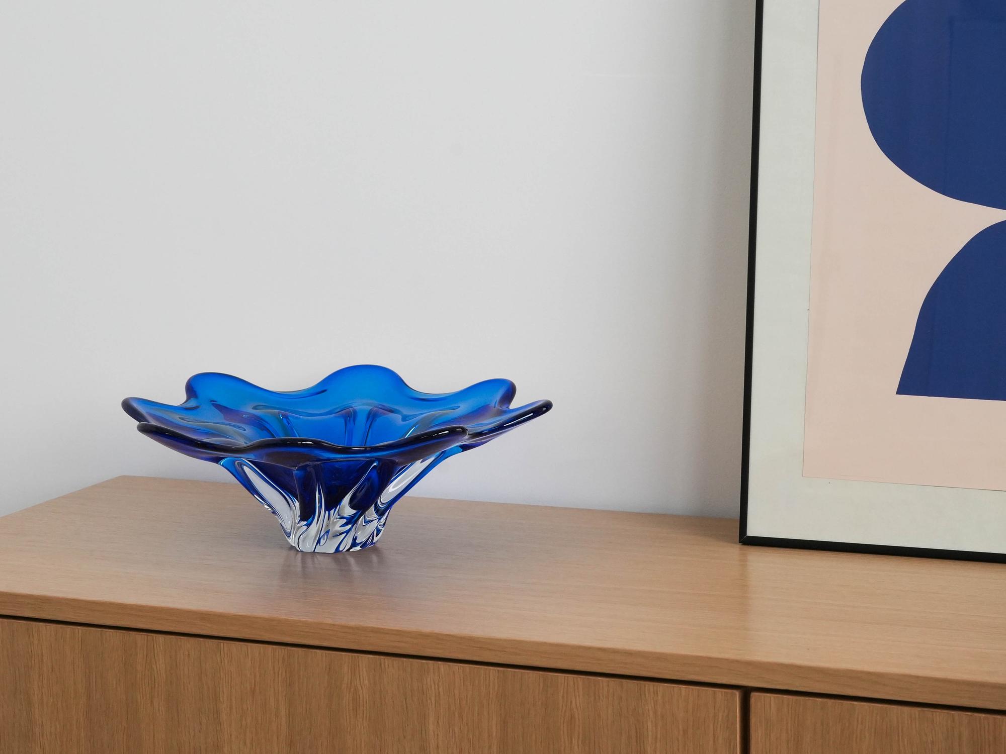 Cobalt-Flower bowl Blue 1970s 1