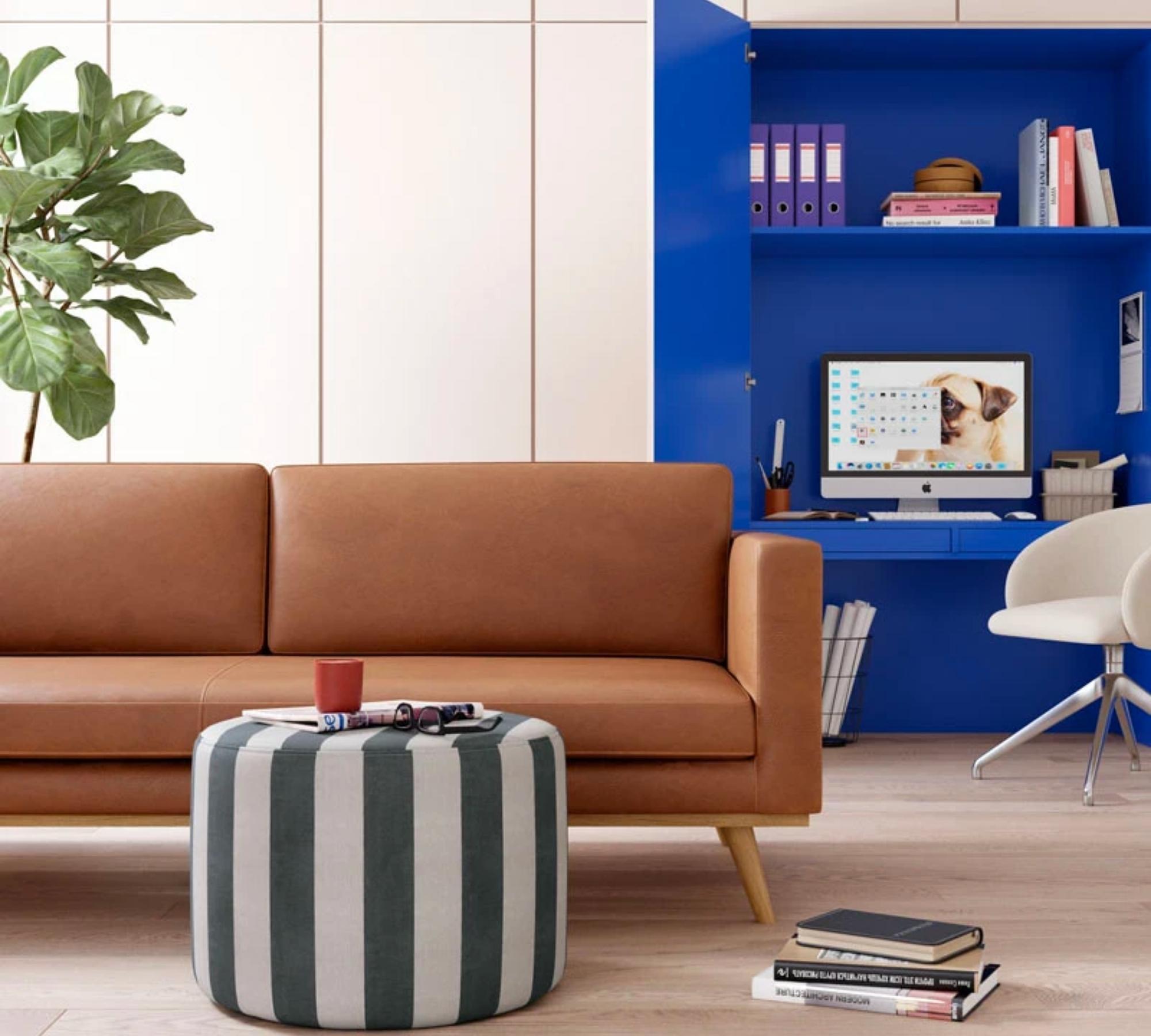 Johan 3-seater sofa leather cognac 4