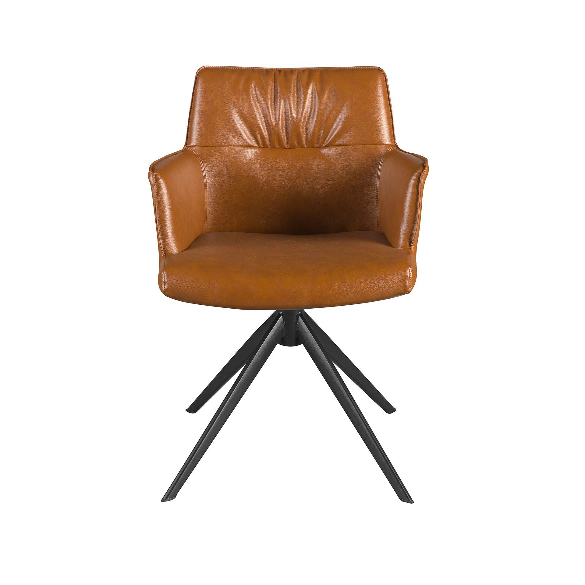 Swiveling chair faux leather brown 1