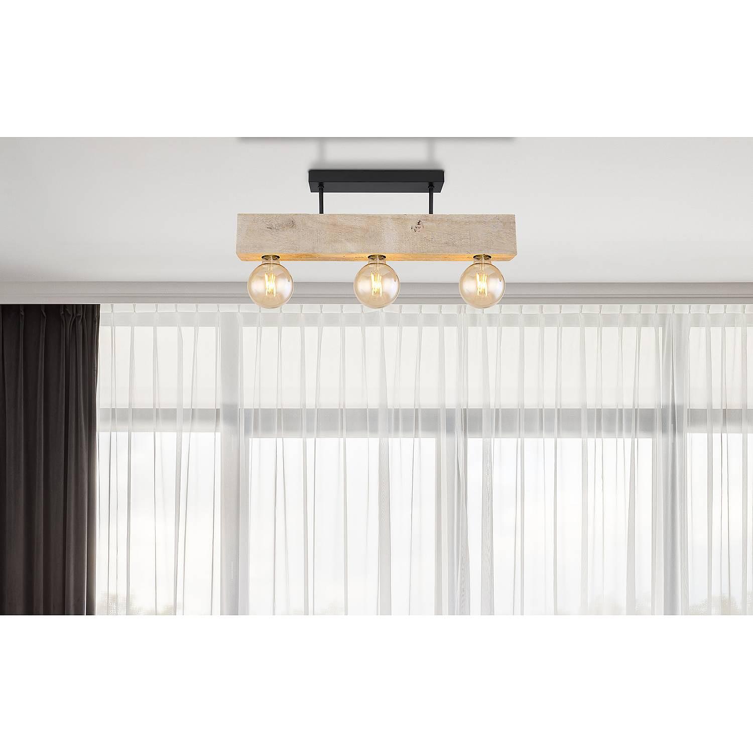 Adalie I Ceiling Light 3-bulb Solid Wood Iron 2