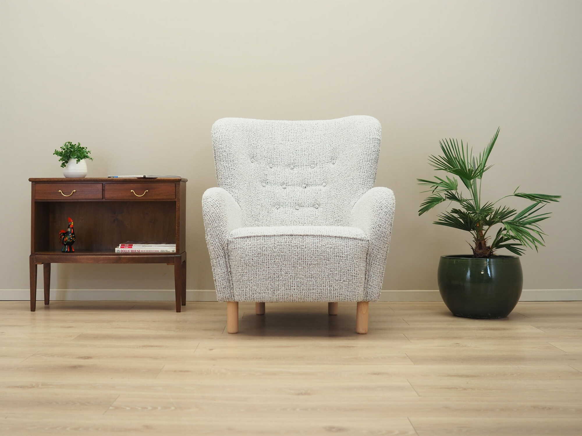 Sessel Textil Holz Weiß 1