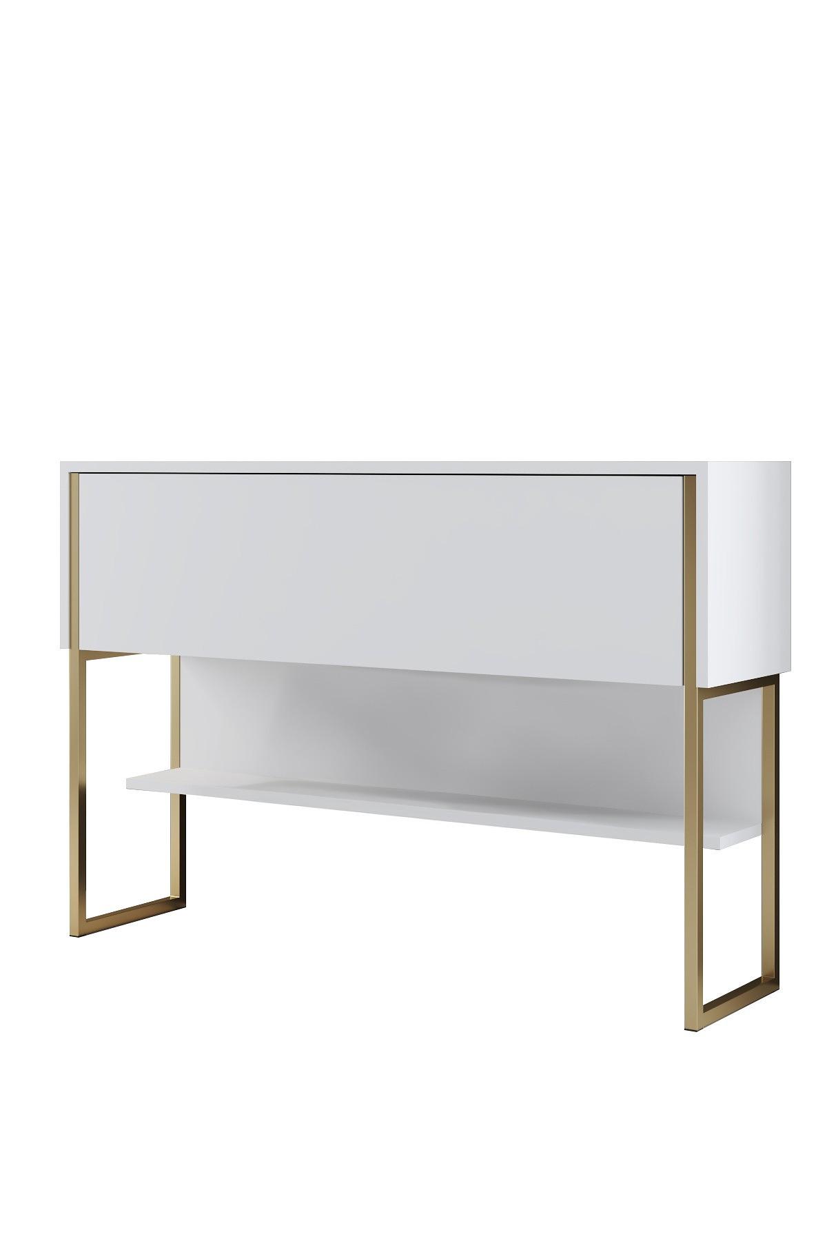 Luxe Sideboard Holz Gold Weiß 0