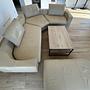 Ecksofa 4-Sitzer & Ottoman Leder Beige 1