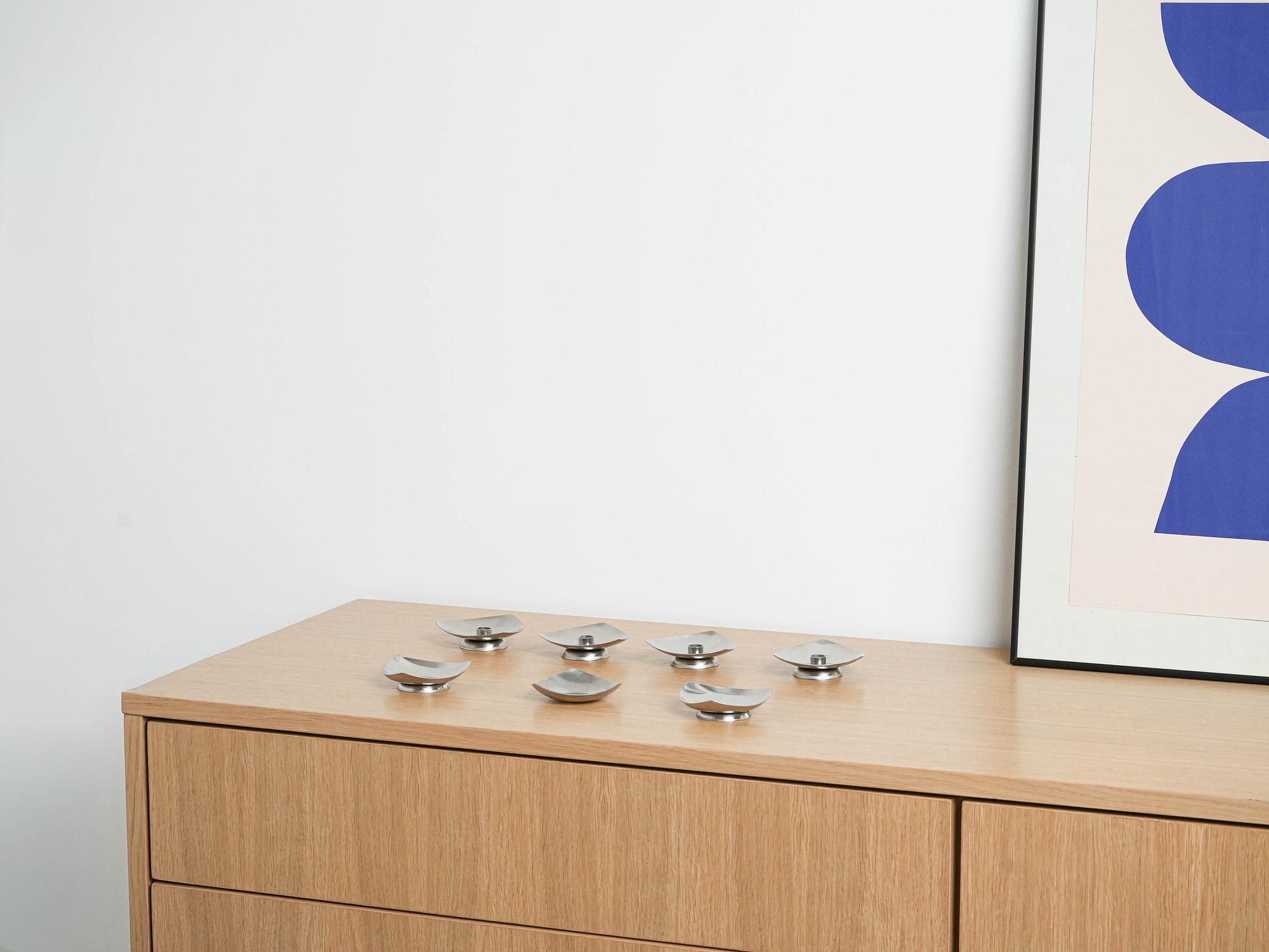 Set of steel candlesticks 1970s 6