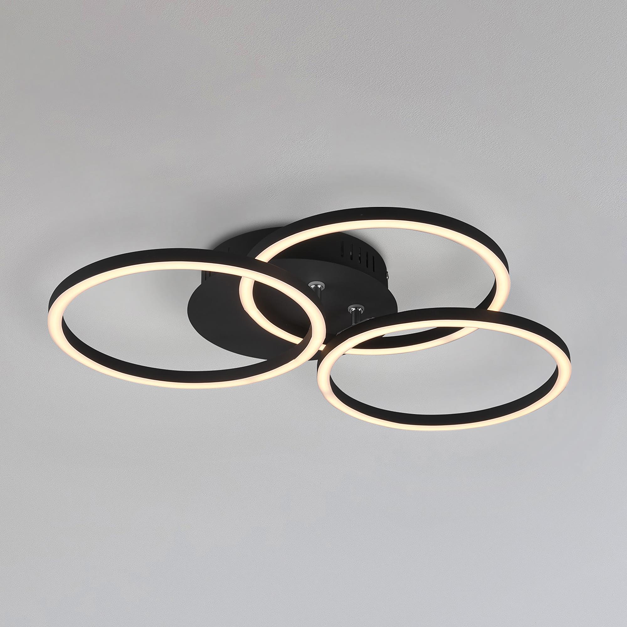 Circle LED Ceiling Light Iron 1-light Black 0