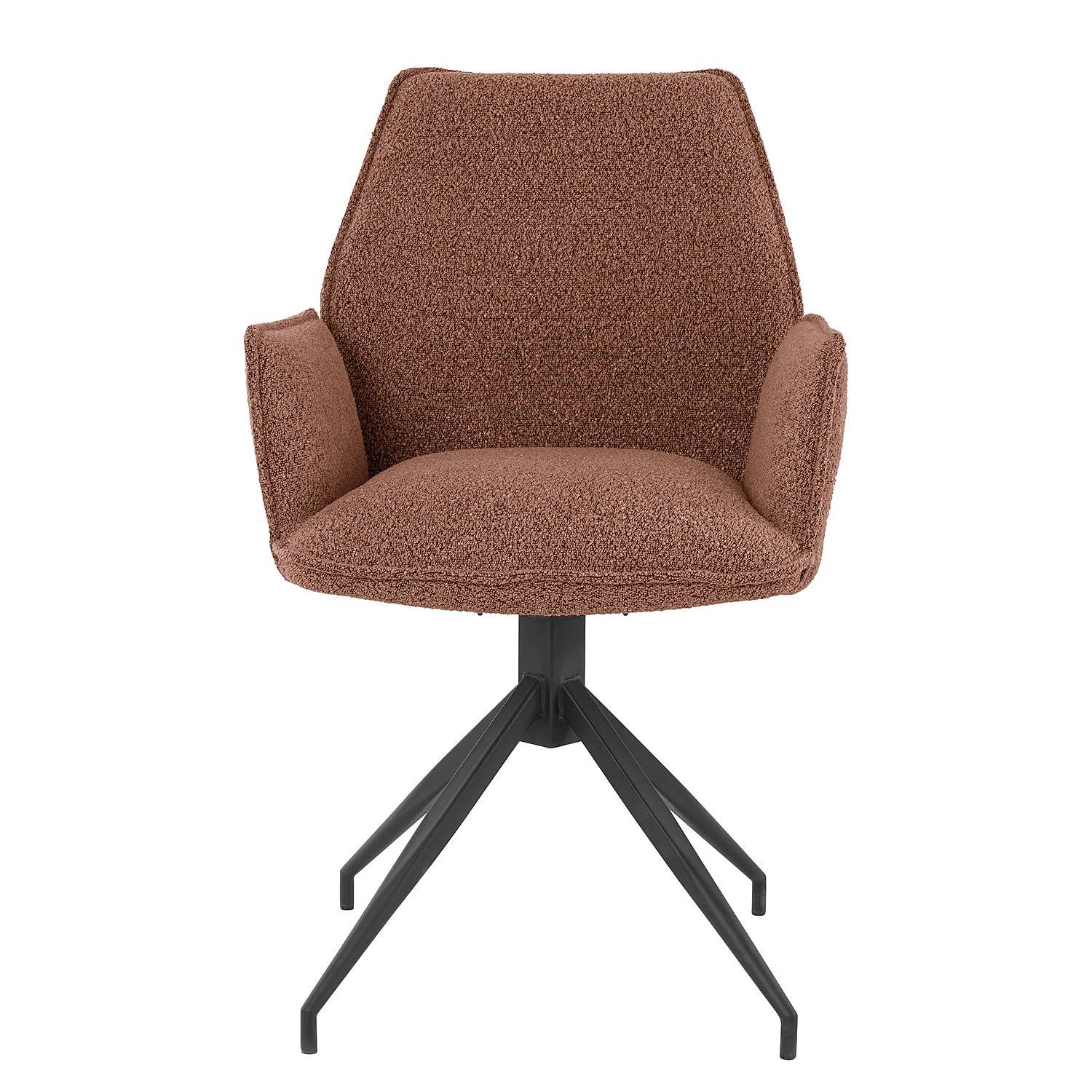 Drehbarer Armlehnenstuhl Duber Bouclé Braun 4