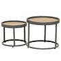 Silea Side Table Set of 2 Aluminum Teak Solid Wood Brown 3
