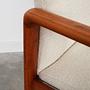 Vintage Chair Teak Wood Textile White 1970s 10