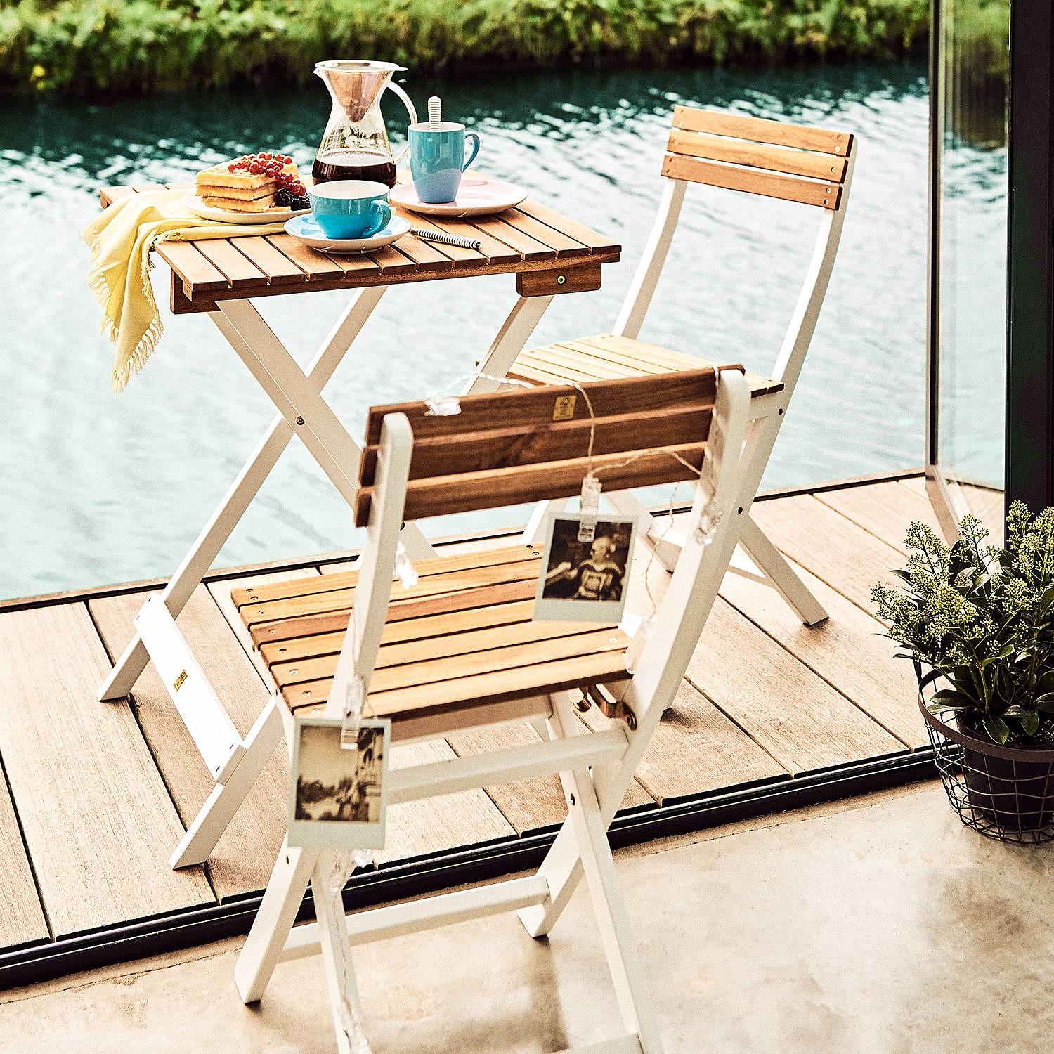 Garden dining set MORNING STAR set of 3 Acacia semi-solid Brown 4
