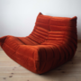 Togo Armchair and Ottoman Set Cord Amber Orange 1