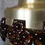 Vintage pendant lamp glass metal gold 1960s 8