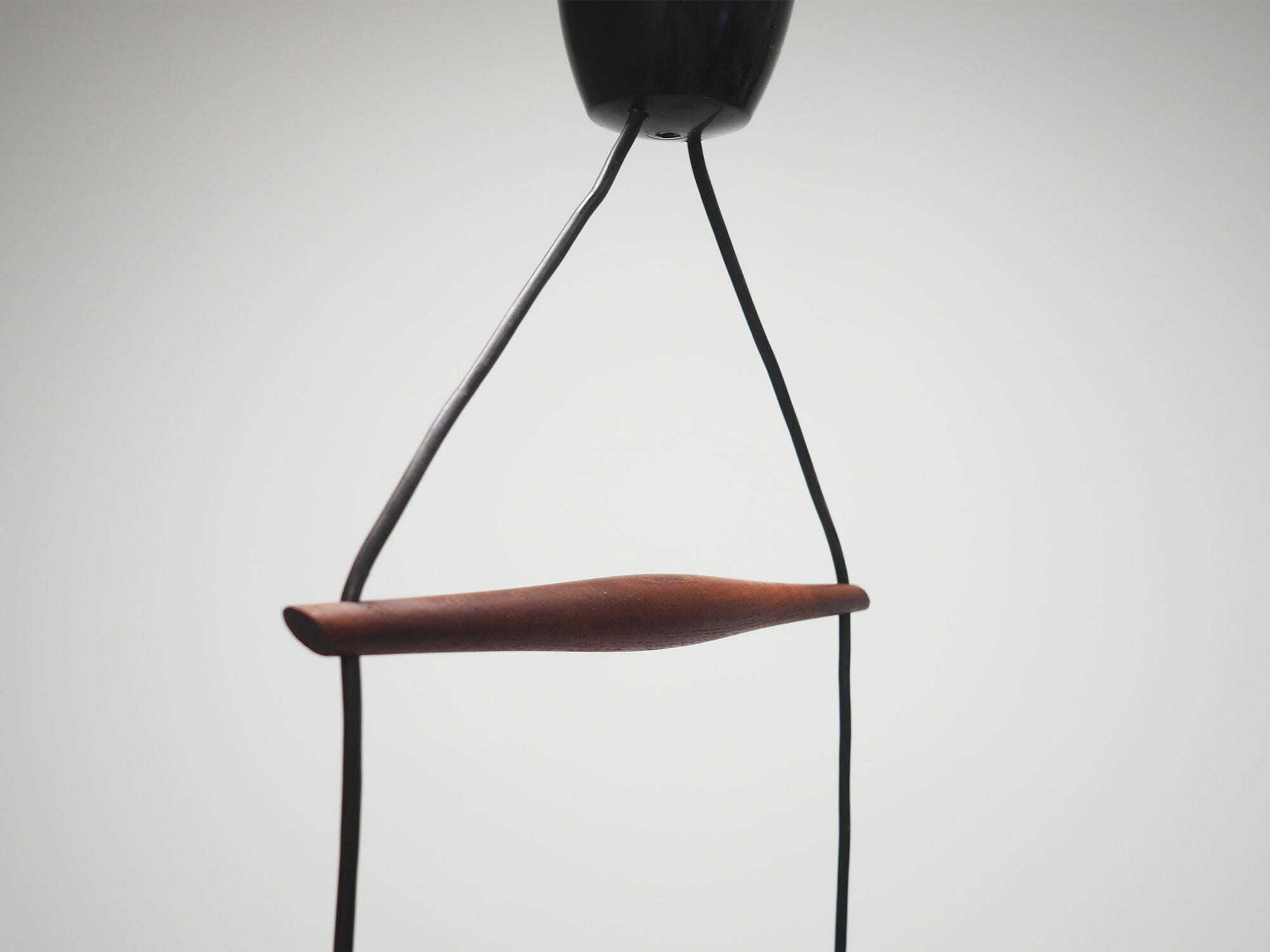 Vintage pendant lamp glass wood brown 1970s 1