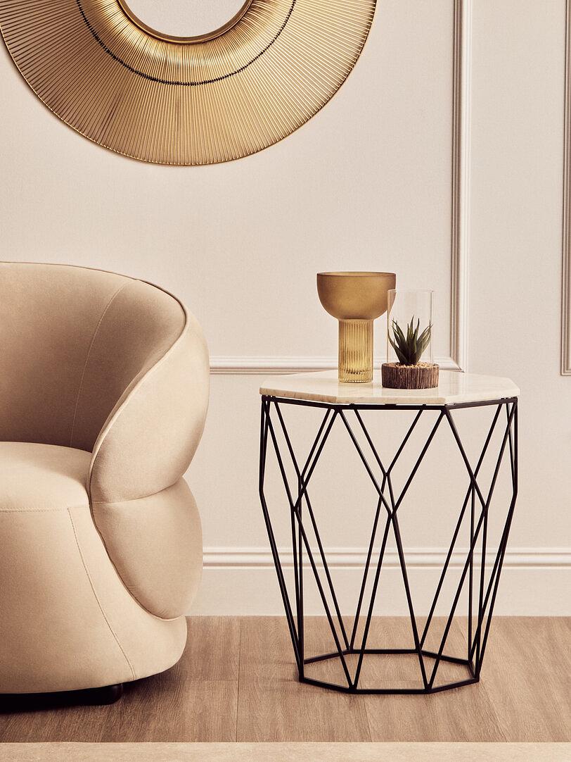 Shalimar Side Table Stainless Steel Marble 46cm 1