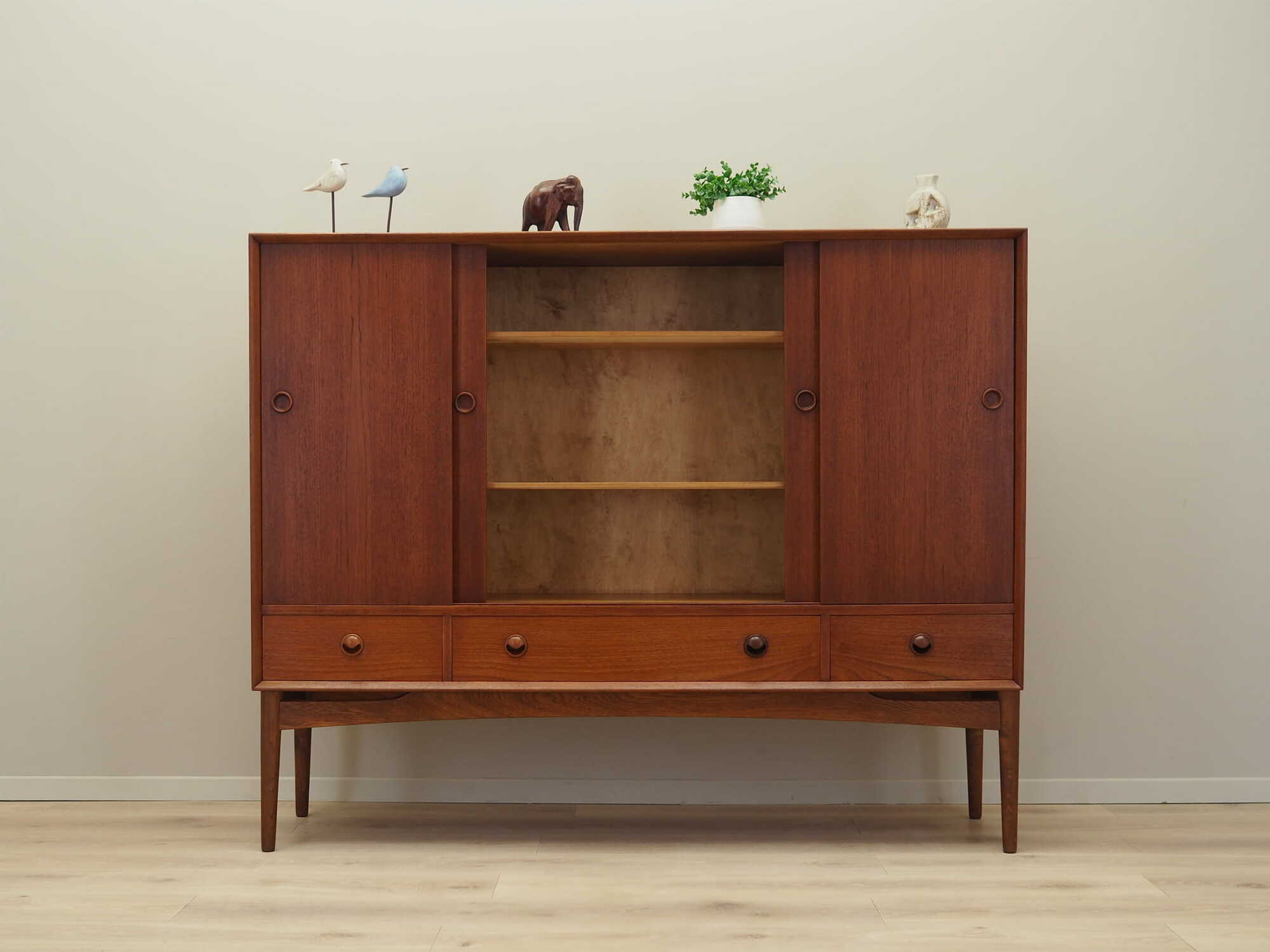 Highboard Teakholz Braun 1960er Jahre 2