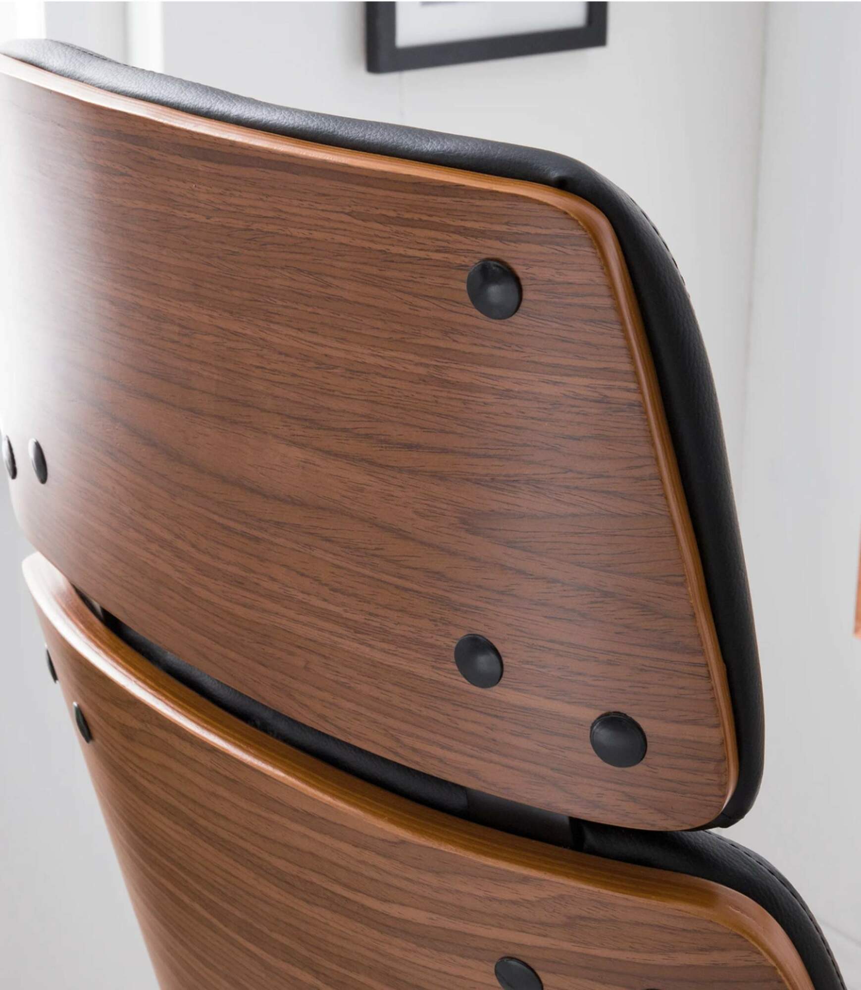 Bürostuhl Kunstleder Schwarz Walnuss 6