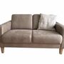 Sofa 2-Sitzer Kunstleder Holz Beige 0