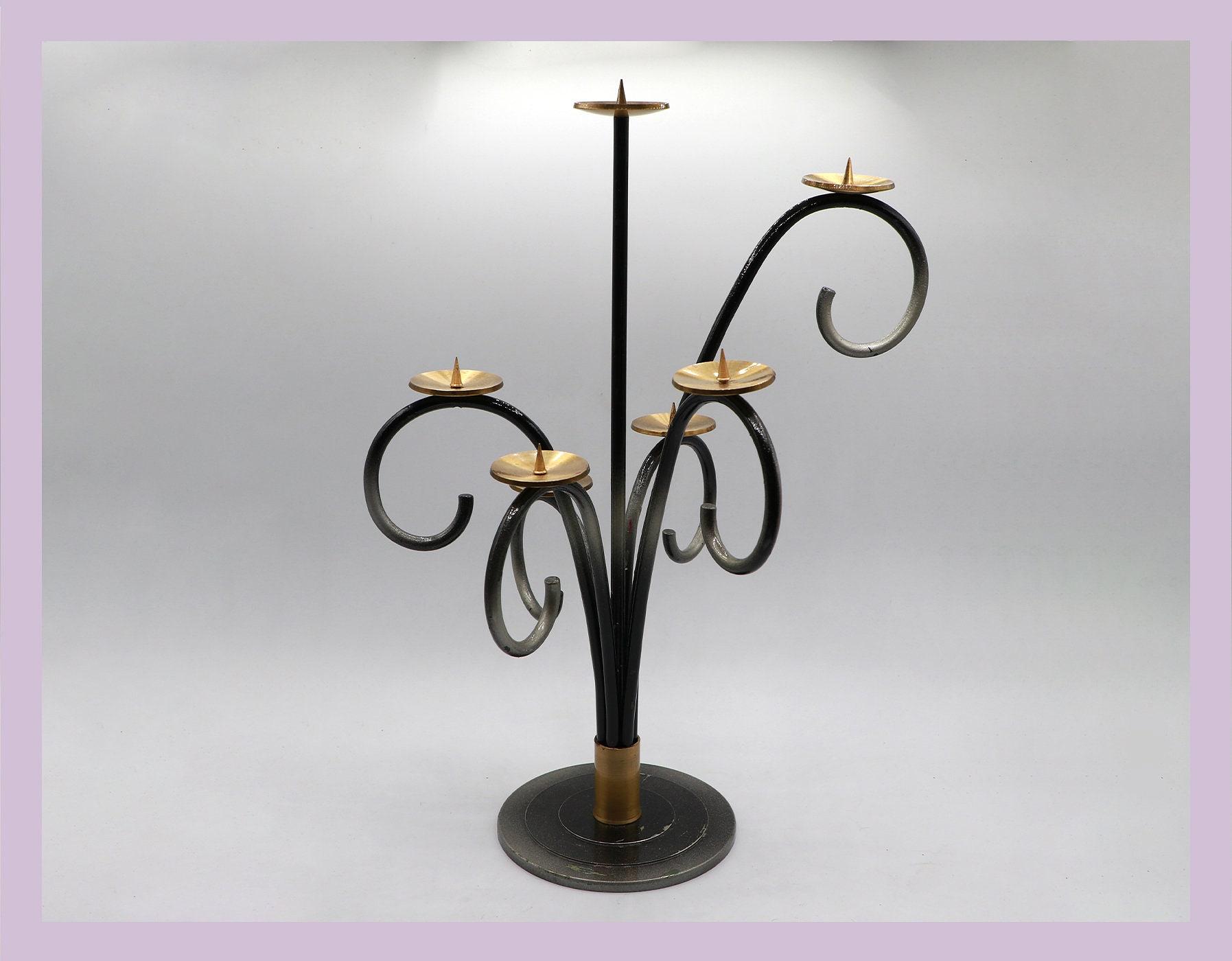 Candeliere vintage metallo ottone anni '70 4