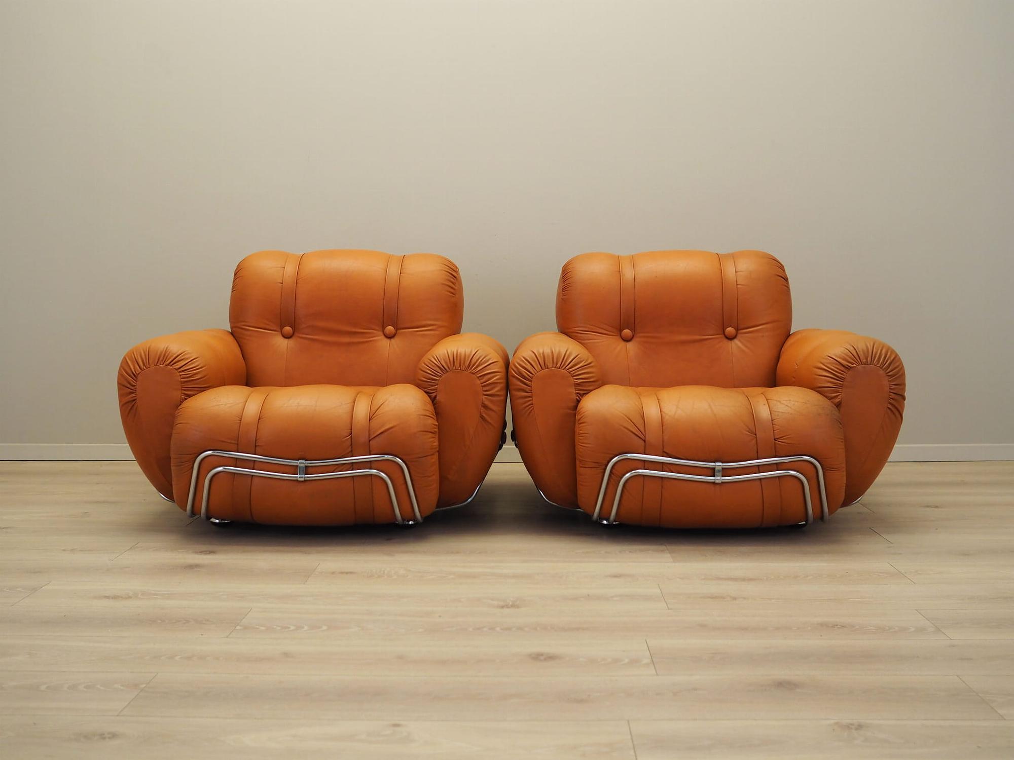 2x Space Age Armchair Orange 1960s 4