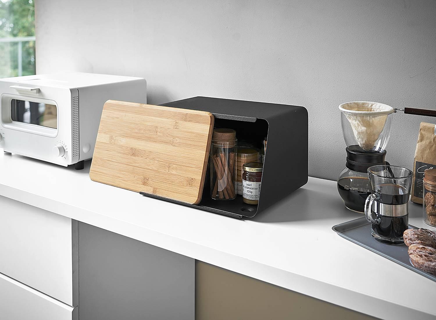 Tower Brotkasten Bambus Stahl Schwarz 3