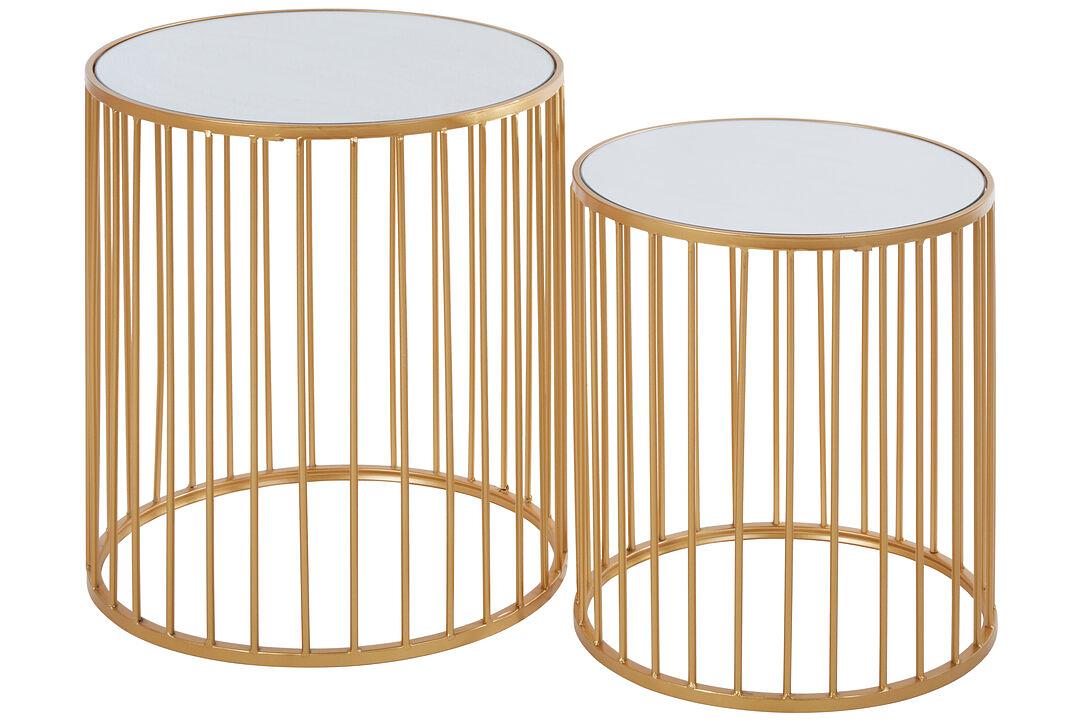 2x Avantis Tavolino a incastro rotondo ferro oro 1