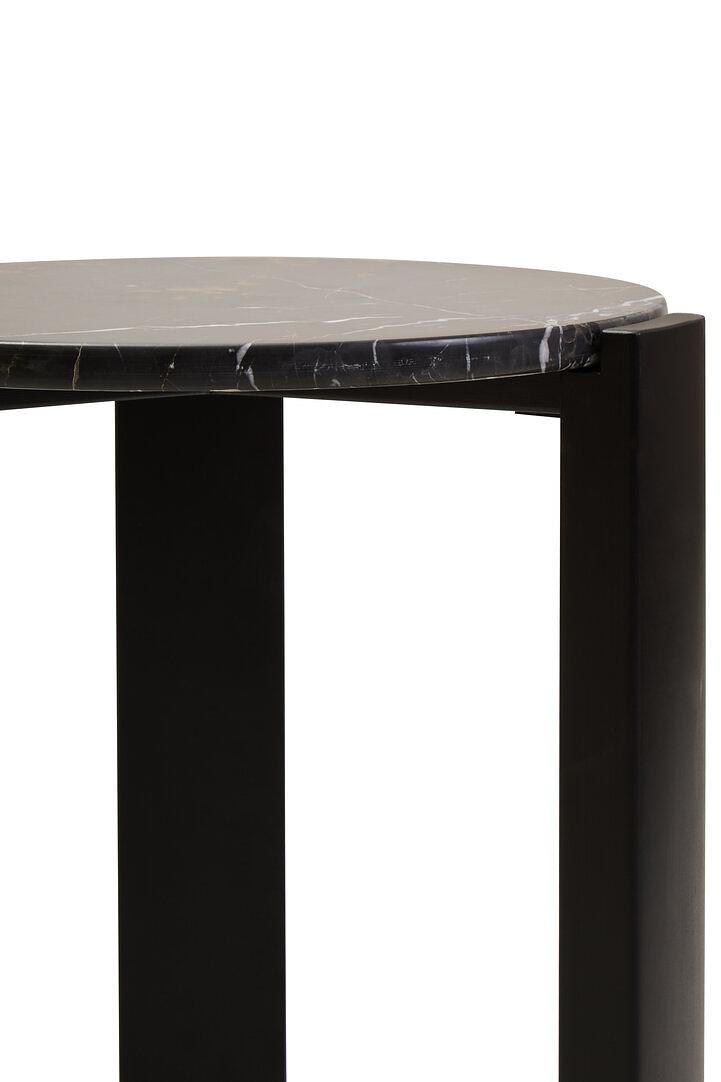 Palermo Runder Marmorplatte Beistelltisch Holz Schwarz 7