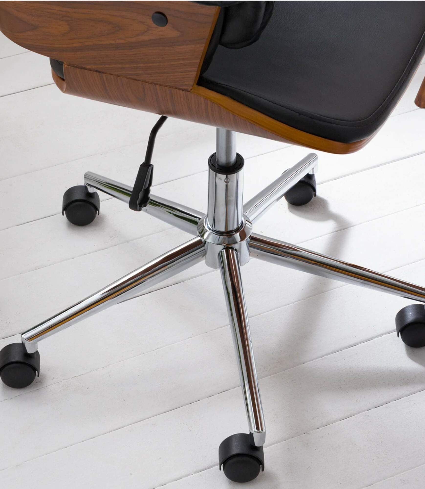 Bürostuhl Kunstleder Schwarz Walnuss 7