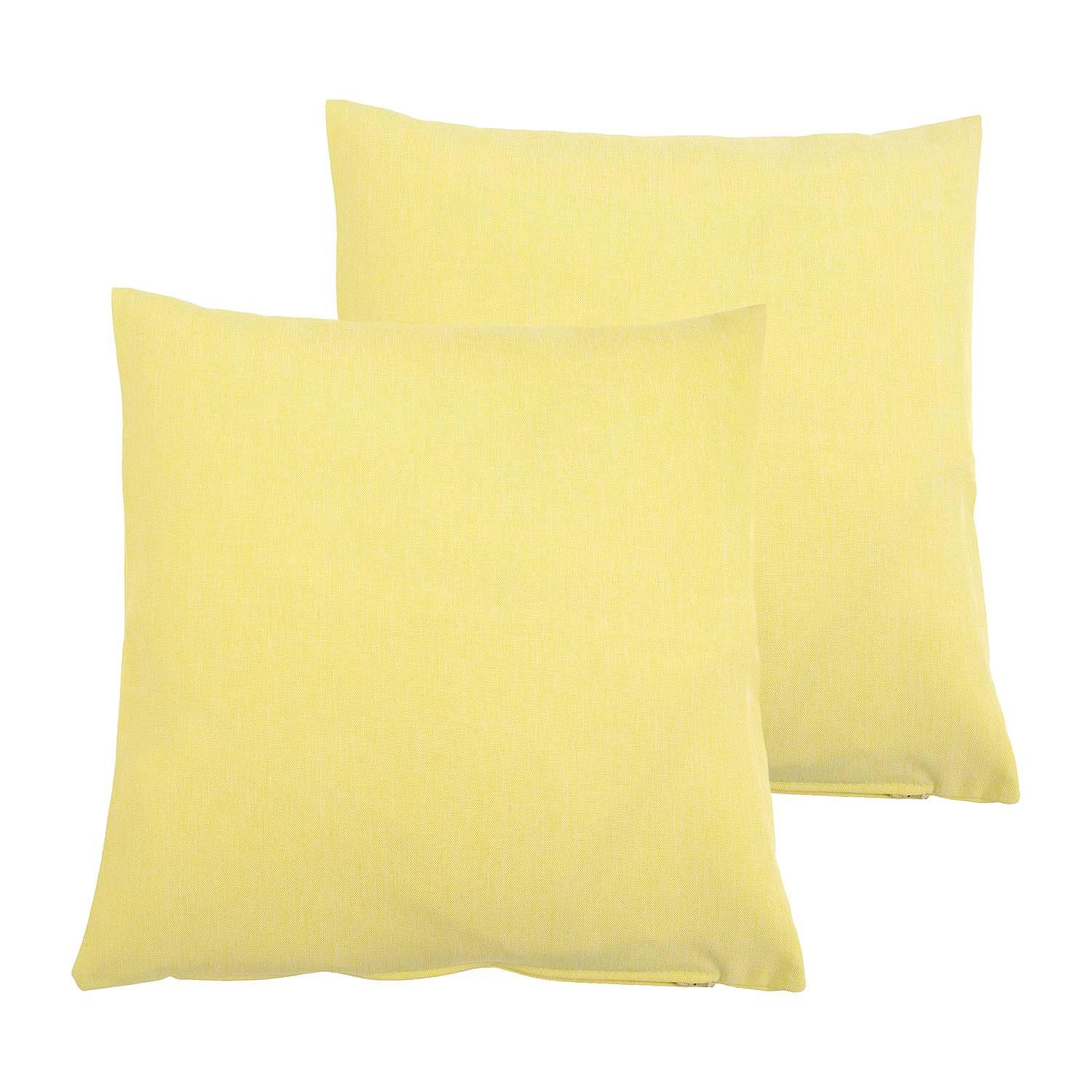 2x Milan Cushion Cover Synthetic Fiber Pastel Yellow 50 x 50 cm 0