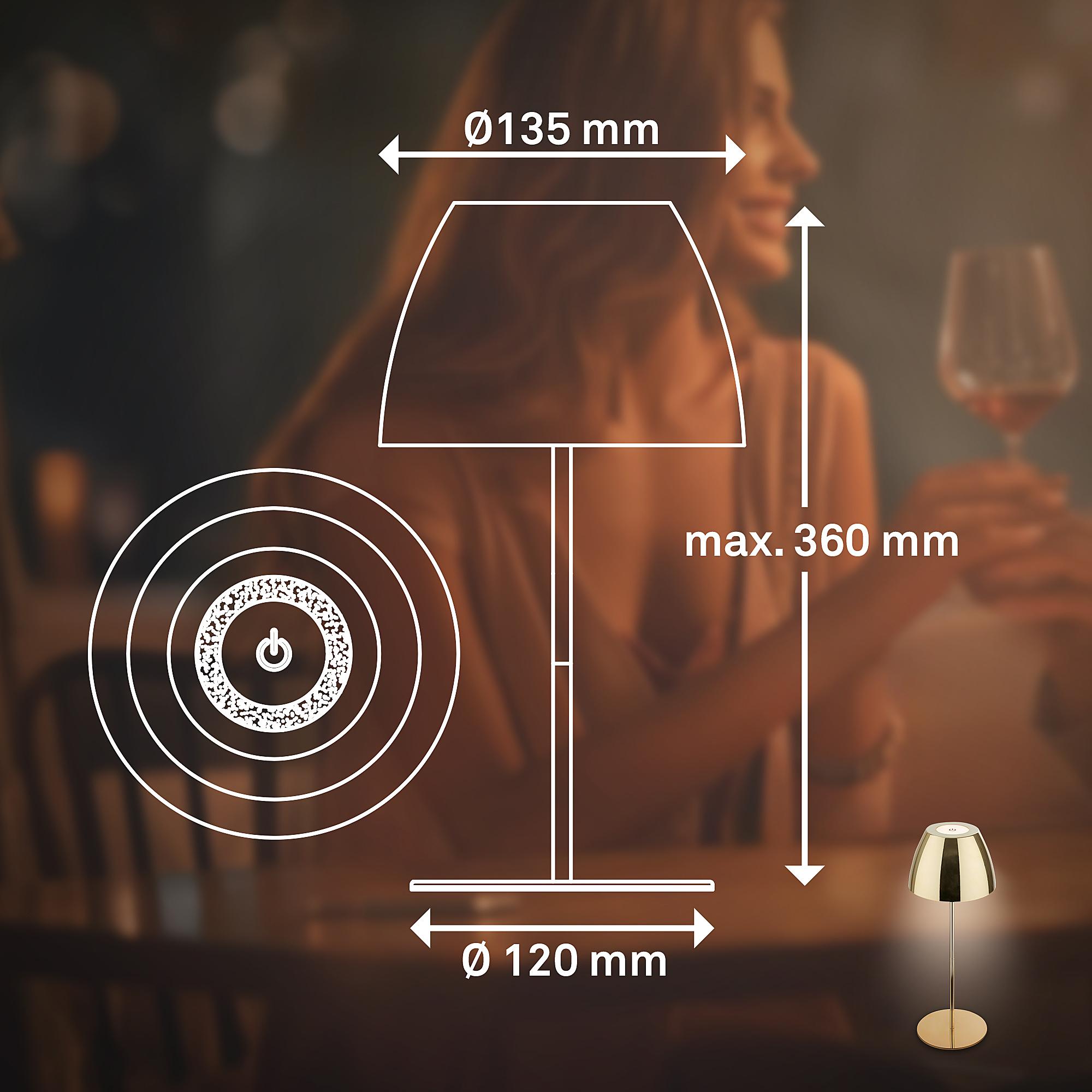 Serina LED Akku Tischleuchte Gold 4