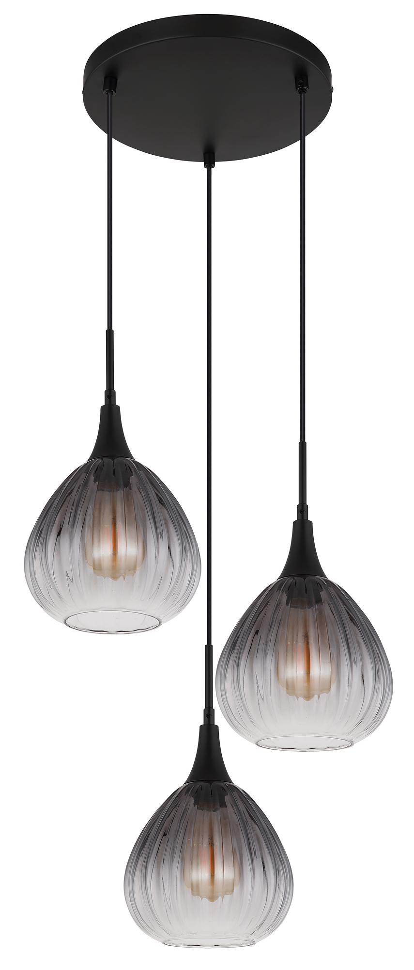 Olsen Typ A Pendelleuchte 3-flammig Rauchglas Eisen  4