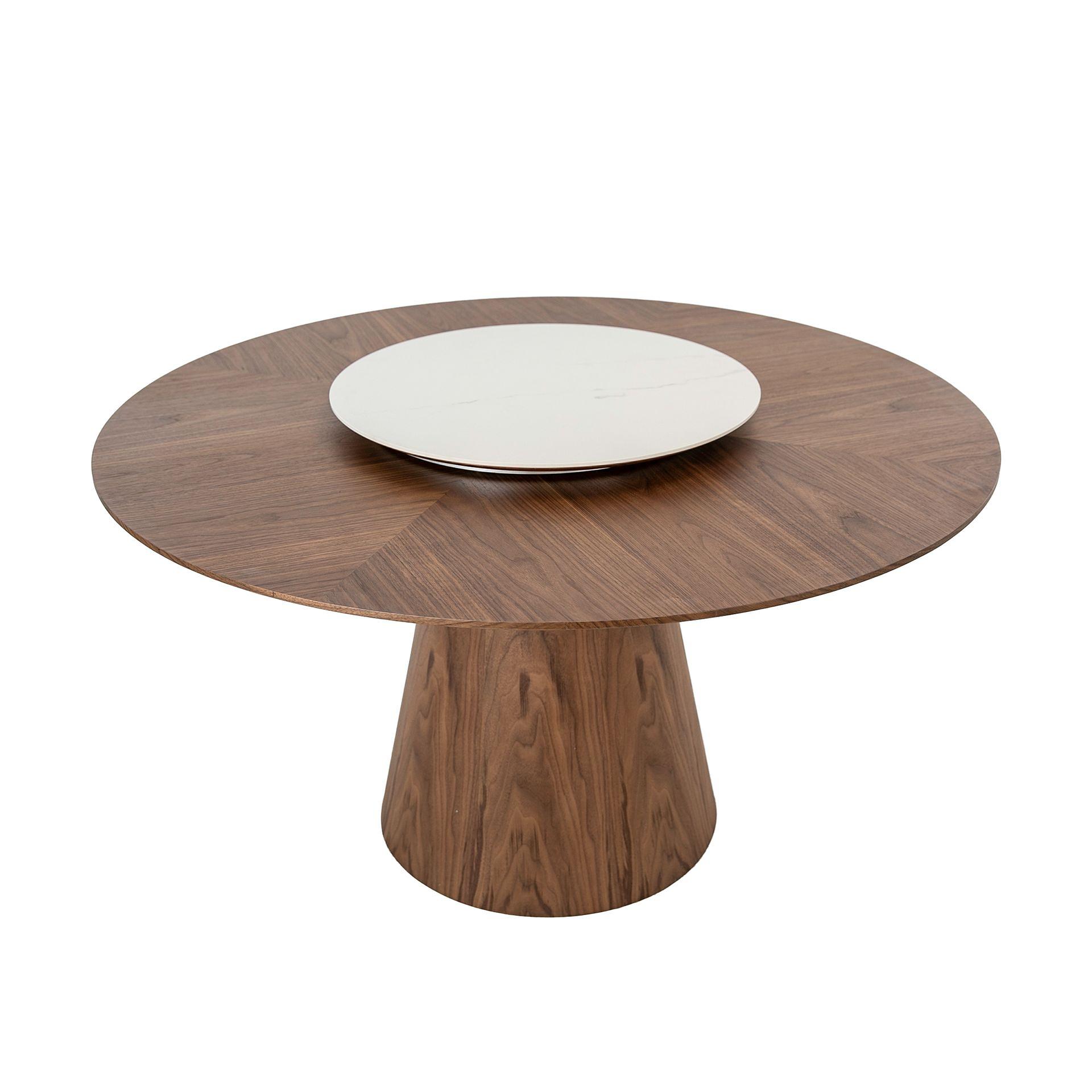 Rotating round dining table Walnut wood Ø 135cm 5