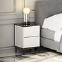 Imaj Nightstand Wood Veneer White Black Gold 3