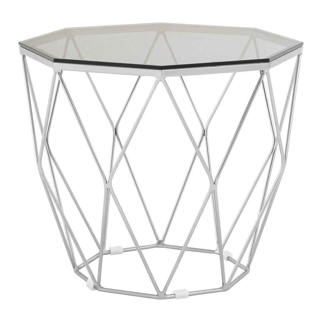 Allure Tempered Glass und Chrome Sechseck Beistelltisch
 3