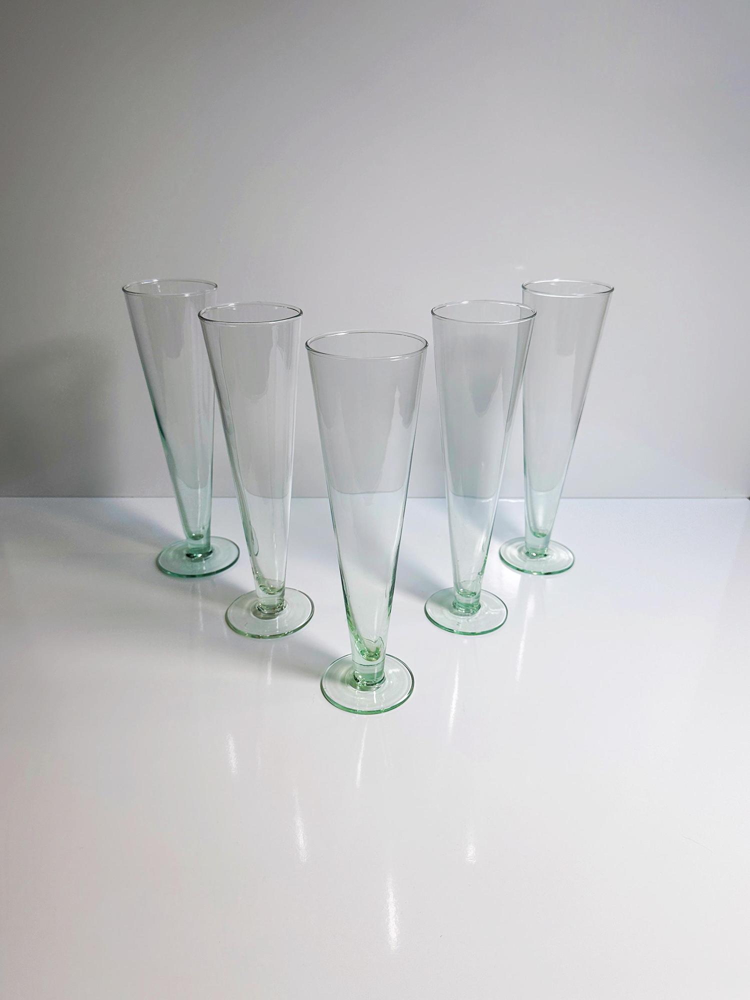 5x Vintage champagne flutes turquoise 0