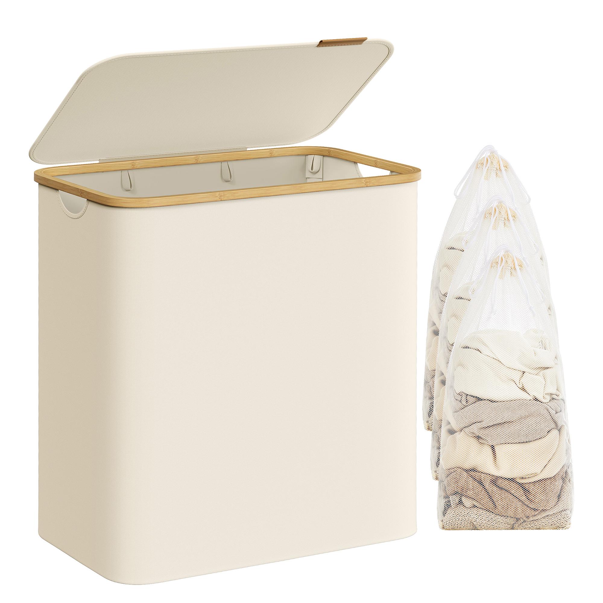 Laundry basket Ekana Bamboo White 60x39cm 3