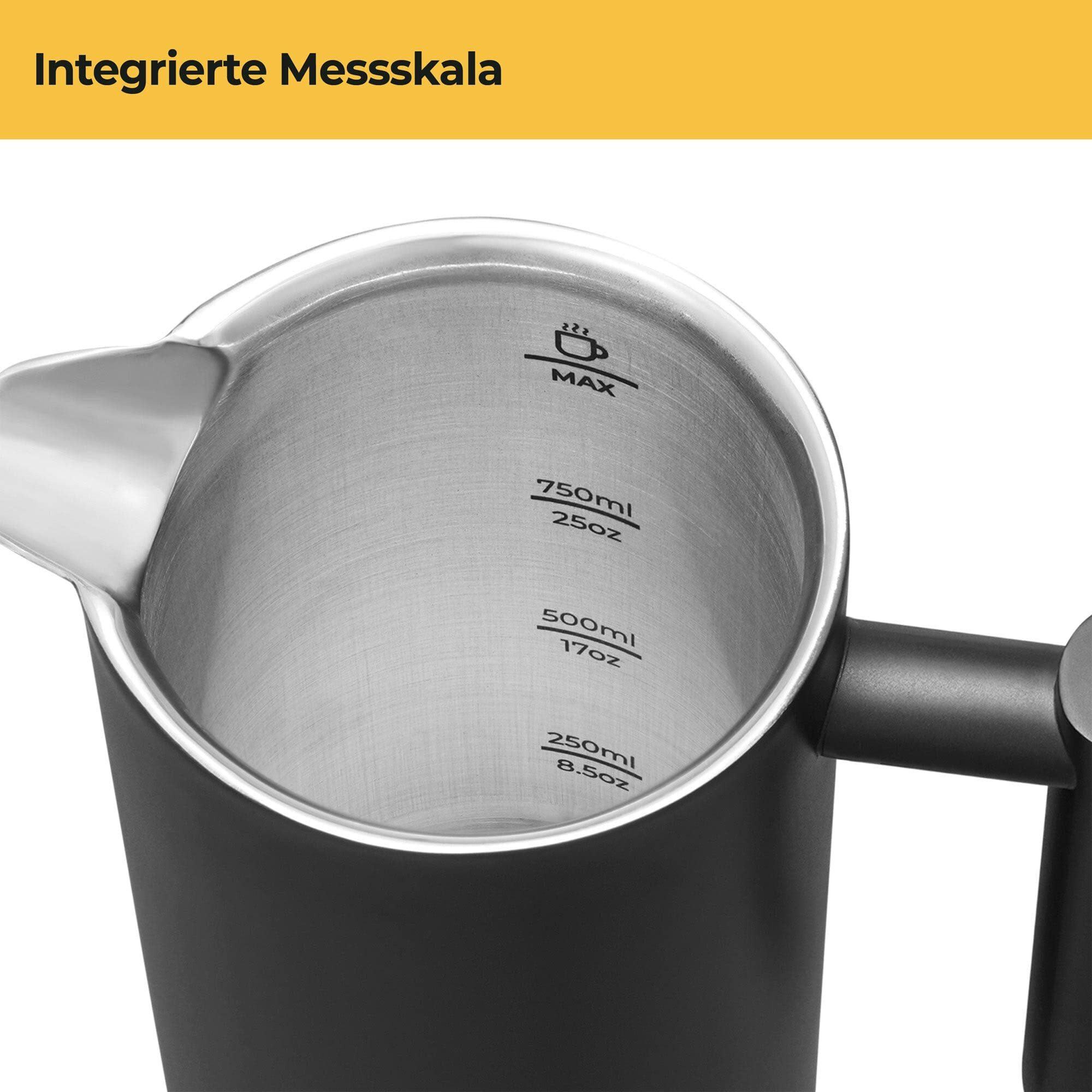French Press Thermo Schwarz Edelstahl 1 Liter 1