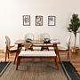 Touch Dining table set 6-pc. Nubuck leather Cream 1