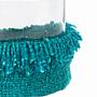 Windlicht XL Glas Baumwolle Blau 2