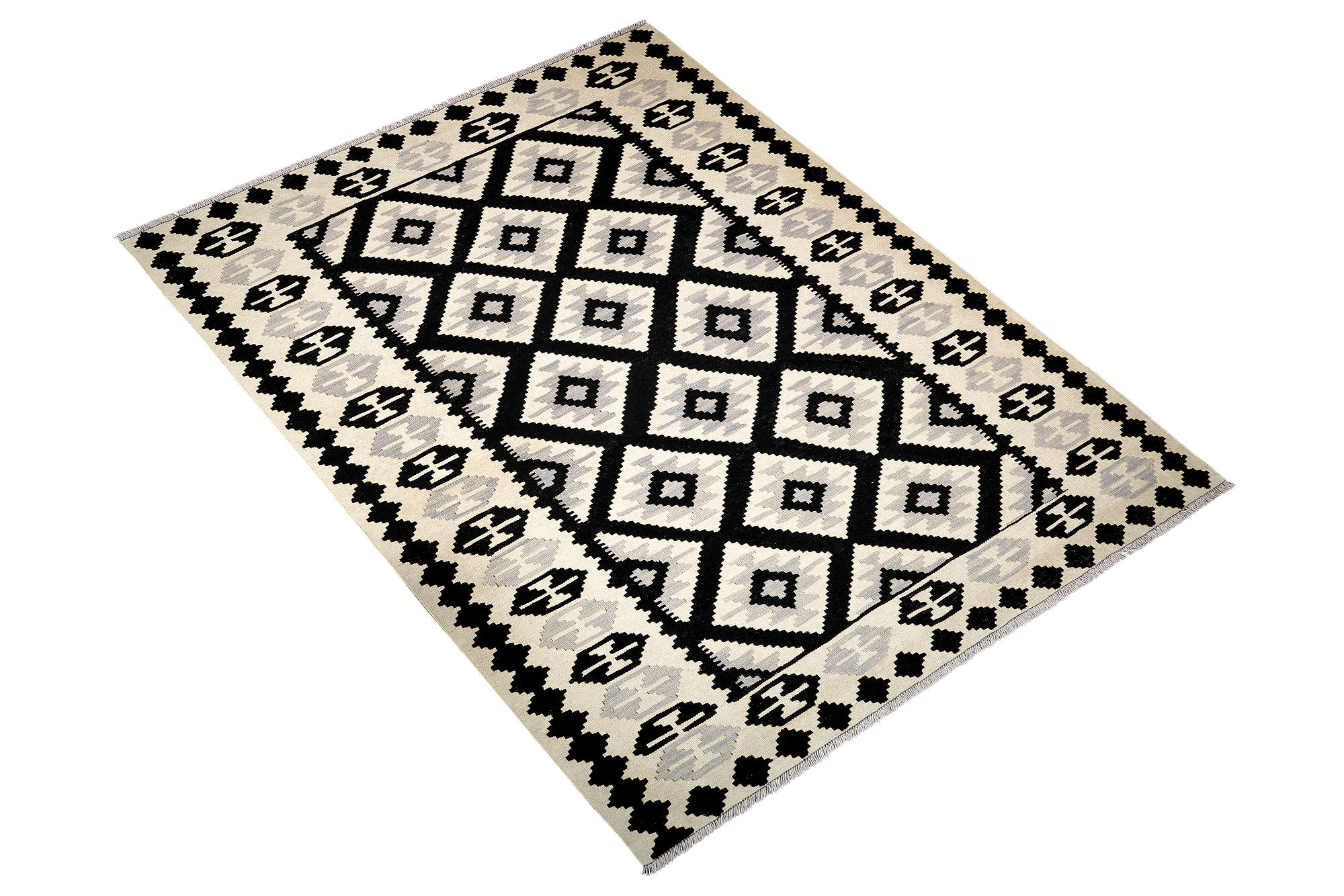 Kilim Gashgai Teppich Schwarz Beige 2