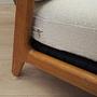 Vintage Sessel Eichenholz Textil Creme 1960er Jahre 11