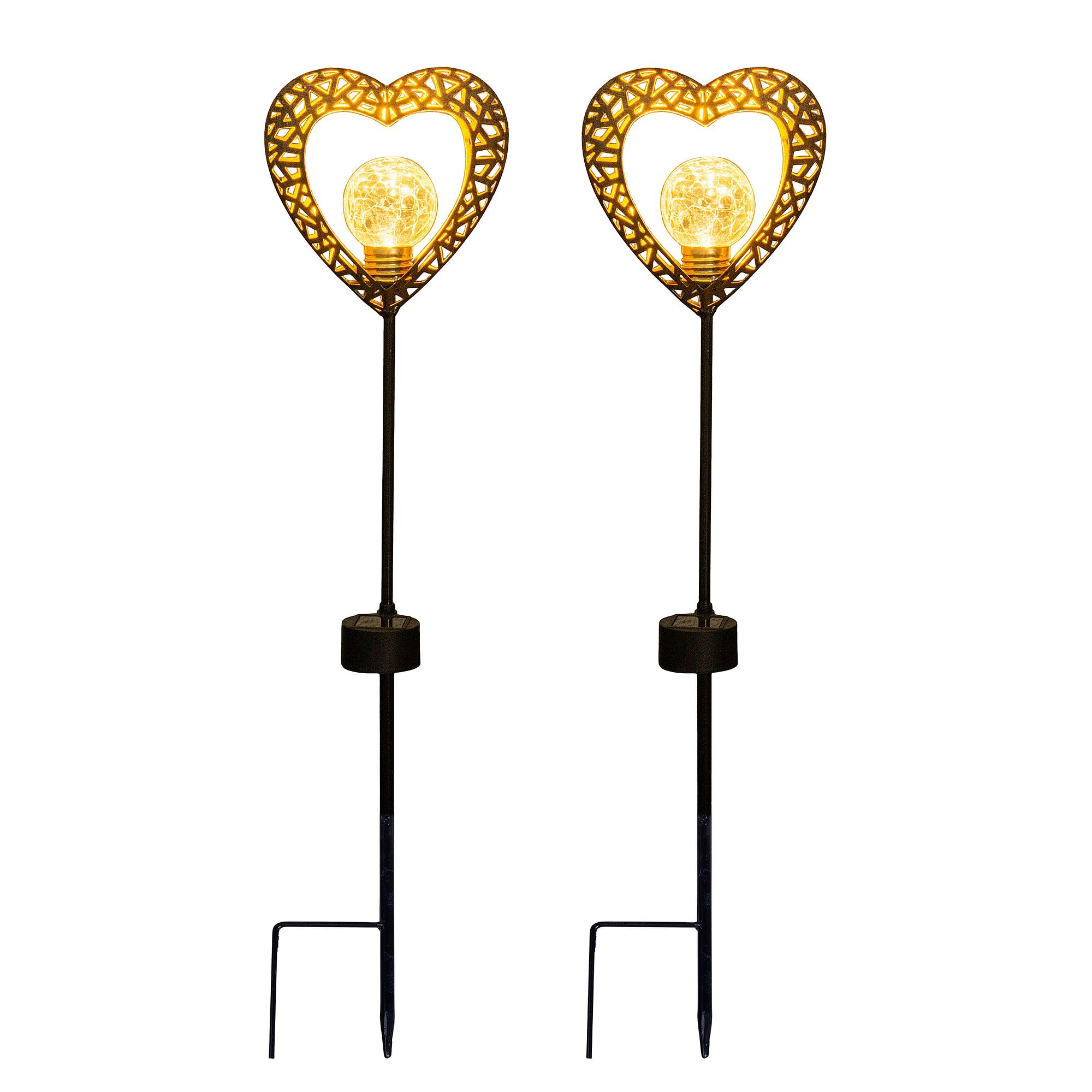 LED Solar Path Light Heart Set of 2 1-bulb Aluminum Black 0