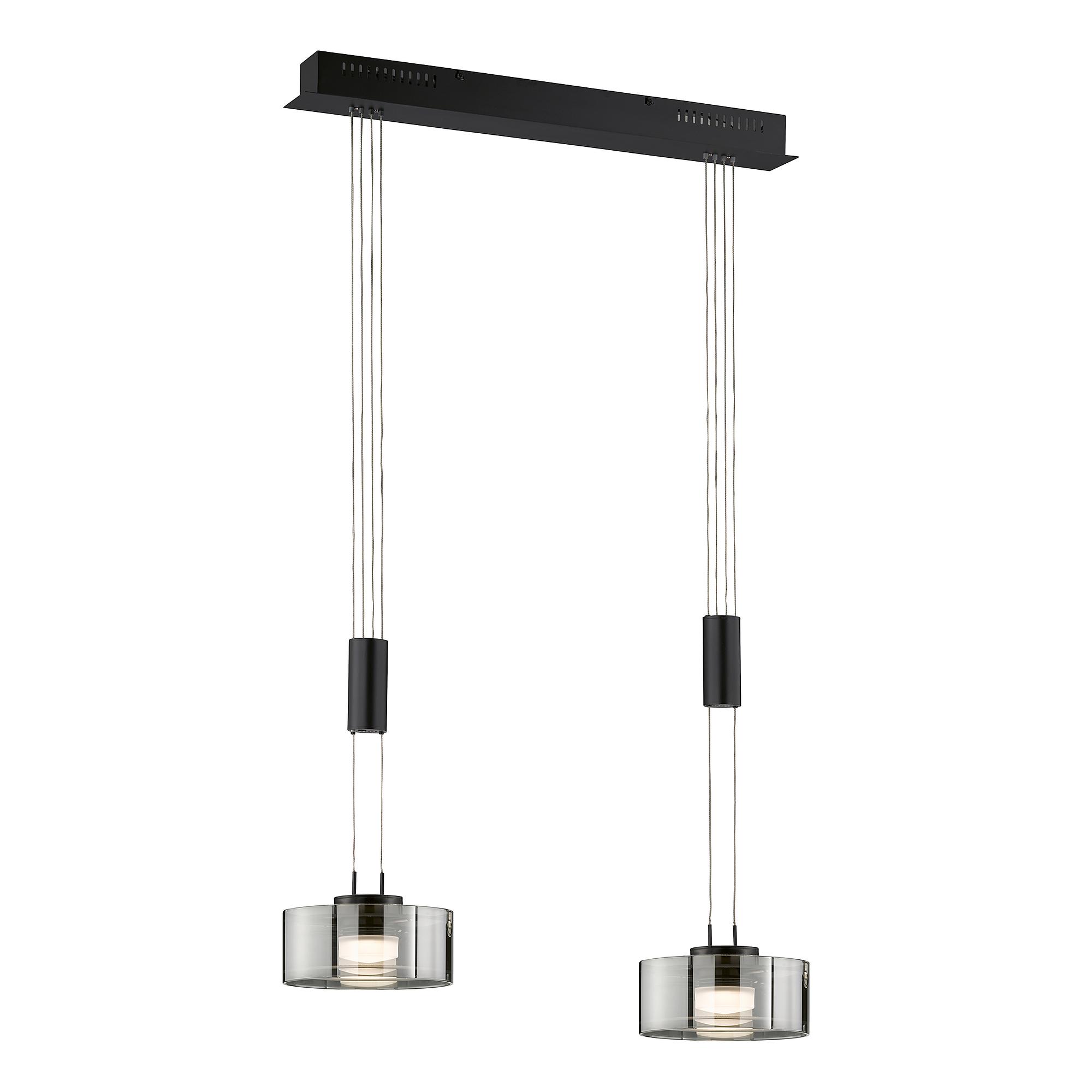 LED-Pendelleuchte Lavin Eisen Rauchglas Schwarz 3