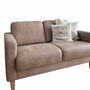 Sofa 2-Sitzer Kunstleder Holz Beige 1