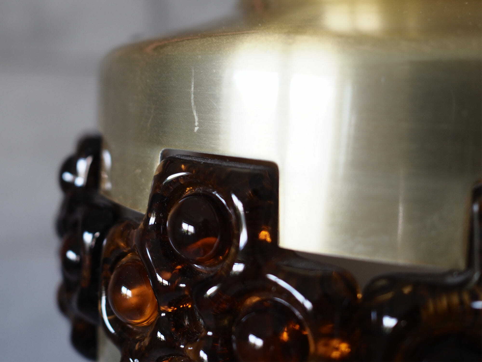 Vintage pendant lamp glass metal gold 1960s 6