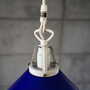 Vintage pendant lamp glass metal blue 1970s 2